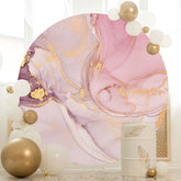 Aperturee - Purple Marble Stripes Round Happy Birthday Backdrop